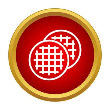 Waffle biscuits simple icon red circle Stock Illustration