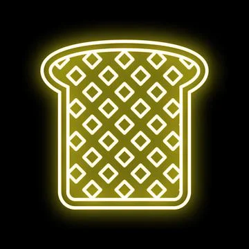 Waffle bread toast neon glowing sign icon Stock Illustration