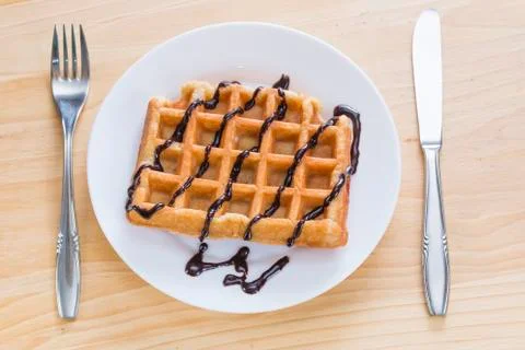 Waffle with chocolate Stock Photos