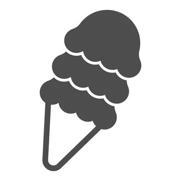 Waffle cone with ice cream solid icon, ice cream concept, three ice cream balls Stock Illustration