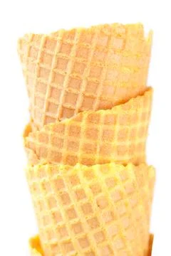 Waffle cones isolated on white Stock Photos