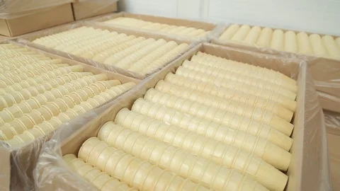 Waffle cups, Box of ice cream waffle cups Stock Footage 74505096