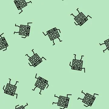 Waffle dessert character line vector seamless pattern イラスト素材