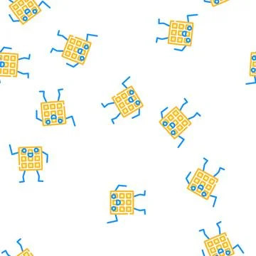 Waffle dessert character vector seamless pattern Stock Illustration
