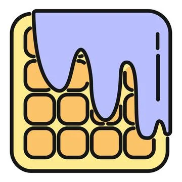 Waffle dripping syrup icon breakfast dessert concept Stock Illustration