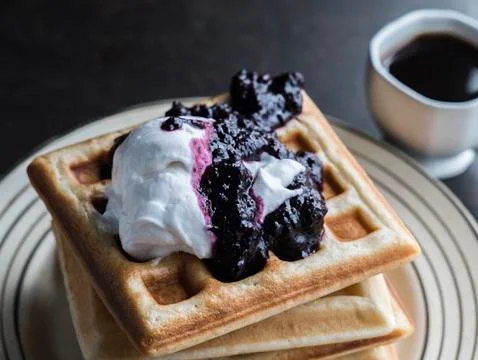 Waffle with espresso Stock Photos