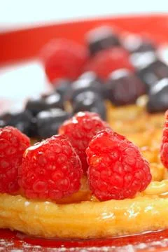 Waffle with fresh fruit Stock Photos