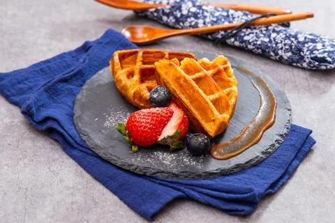 Waffle Fruit Dessert Foto stock