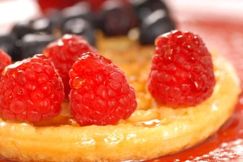 Waffle with fruit Stock Photos