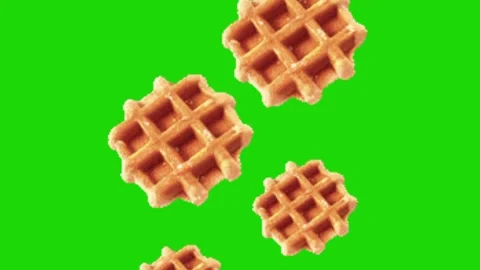 Waffle on green background chroma key Vidéo 329833793