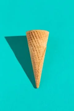 Waffle Ice Cream Cones on a Solid Background with Harsh Lighting Foto stock