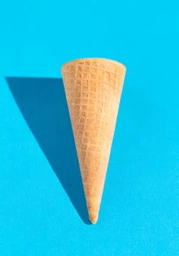 Waffle Ice Cream Cones on a Solid Background with Harsh Lighting Stock Photos