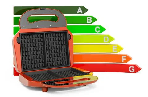 Waffle iron with energy efficiency chart, 3D rendering Stock Illustration