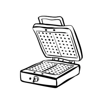Waffle iron icon vector black on white background, waffle iron doodle trendy  Stock Illustration
