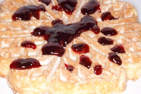 Waffle with jam Foto stock