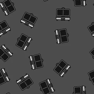 Waffle maker home interior vector seamless pattern Ilustración de archivo
