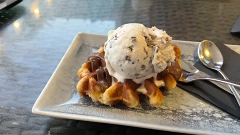 Waffle with milk chocolate Stock Footage 261672170