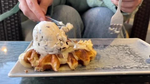 Waffle with milk chocolate Stock Footage 261672482