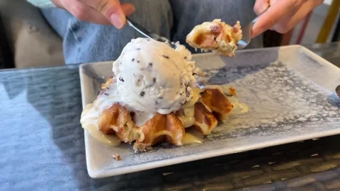 Waffle with milk chocolate Stock Footage 261672490