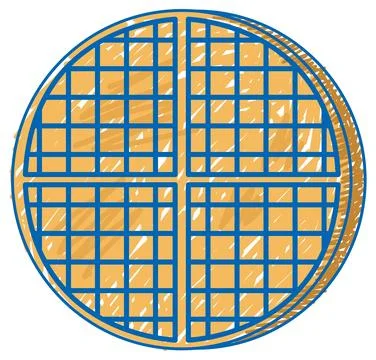 Waffle pencil colour child scribble style Stock Illustration