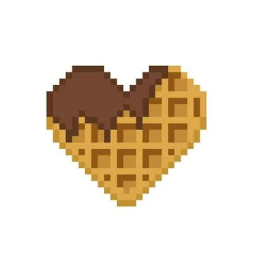 Waffle pixel image with heart shape. Vector illustration of cross stitch patt Illustrazione stock