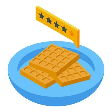 Waffle review icon isometric vector. Food critic Illustrazione stock