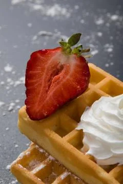 Waffle with strawberry Stock Photos