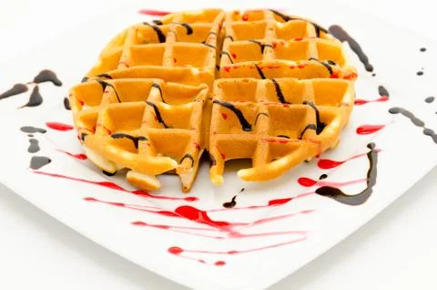 Waffle with syrup Stock Photos