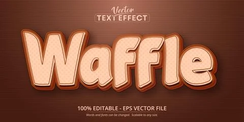 Waffle text, cartoon style editable text effect Stock Illustration