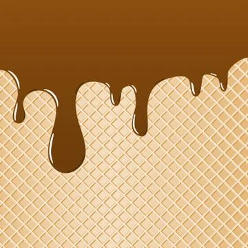 Waffle topped with chocolate as background Stock Illustration