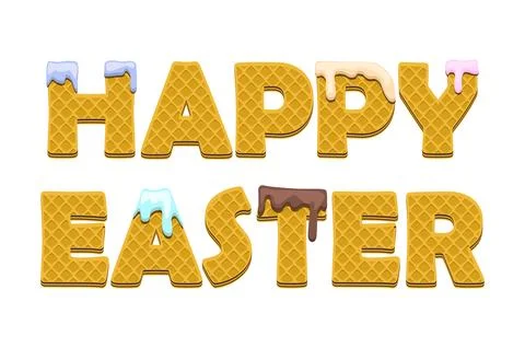 Wafflers text Happy Easter. Greeting card, sticker or print for your design.. Stock-Illustration