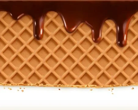 Waffles and chocolate, vector seamless horizontal pattern Stock Illustration