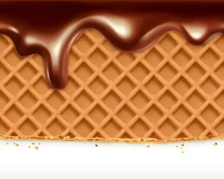 Waffles and chocolate, vector seamless horizontal pattern Stock Illustration