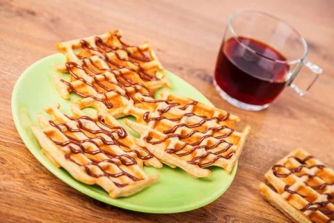 Waffles And Tea Stock Photos