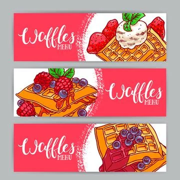 Waffles with berries Stock Illustration