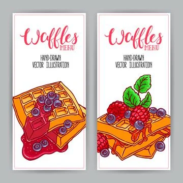 Waffles with berries Stock Illustration