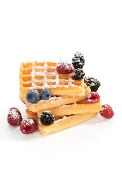Waffles with berries. Stock Photos