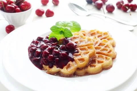 Waffles With Cerries Foto stock