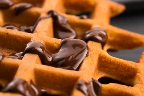 Waffles with chocolate Stock Photos