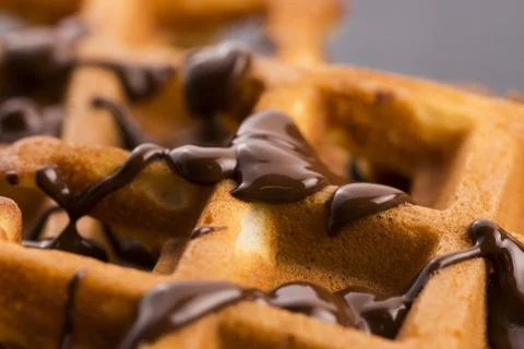 Waffles with chocolate Stock Photos