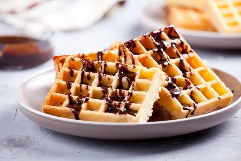 Waffles With Chocolate Stock Photos