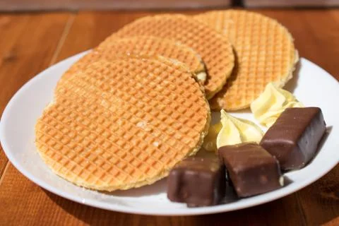 Waffles with chocolate Stock Photos