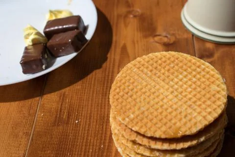 Waffles with chocolate Stock Photos