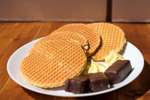 Waffles with chocolate Stock Photos