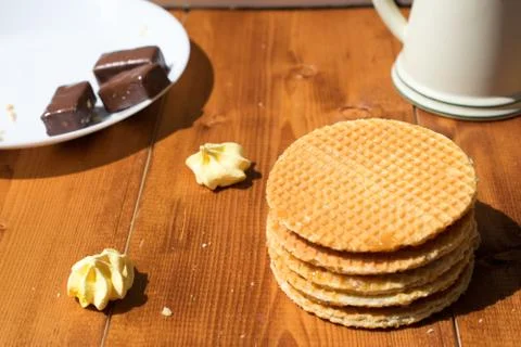 Waffles with chocolate Stock Photos