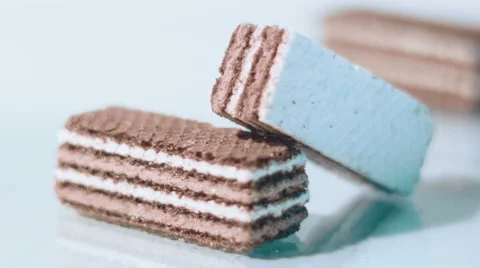 Waffles with chocolate on a white background Stock Footage 59759285