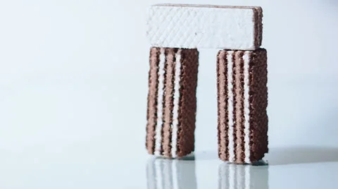 Waffles with chocolate on a white background Stock Footage 59769461