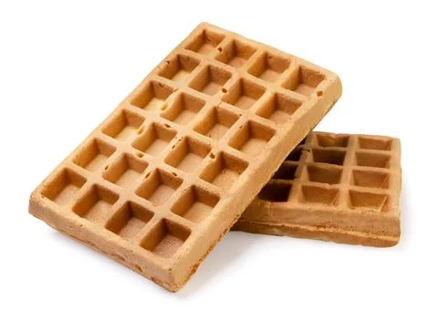 Waffles close-up on a white background. Isolated Stock Photos