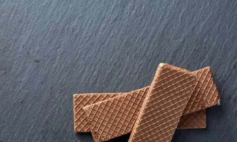 Waffles on a dark greyish marble background Stock Photos
