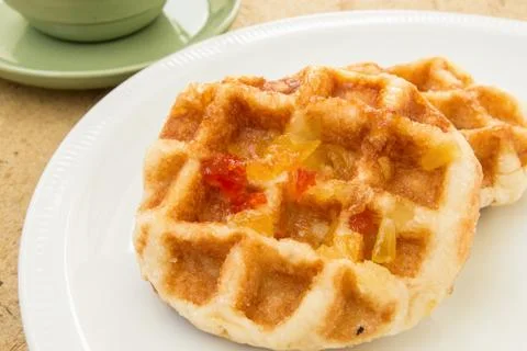 Waffles on dish Stock Photos